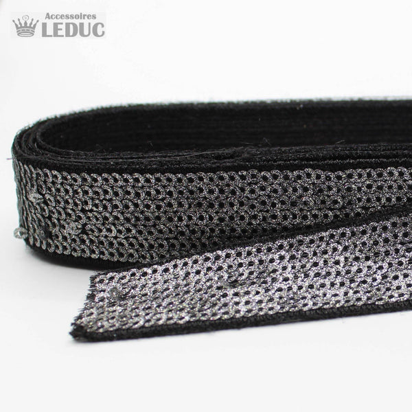 1 meter PAS2122 - 20MM sequin trim black + gunmetal - ACCESSOIRES LEDUC BV
