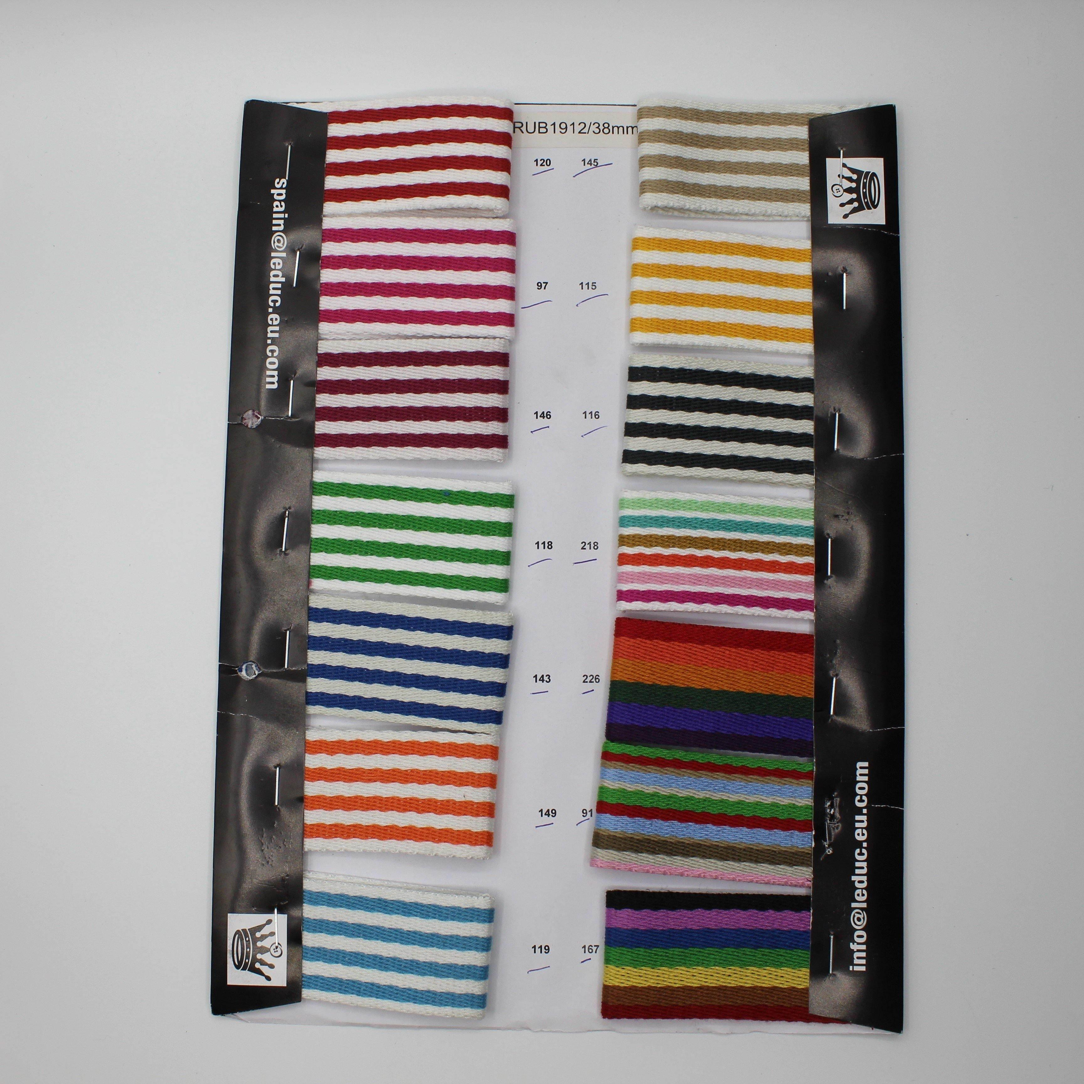 5 meters Multi - Striped Webbing 40mm #RUB1912 - ACCESSOIRES LEDUC BV