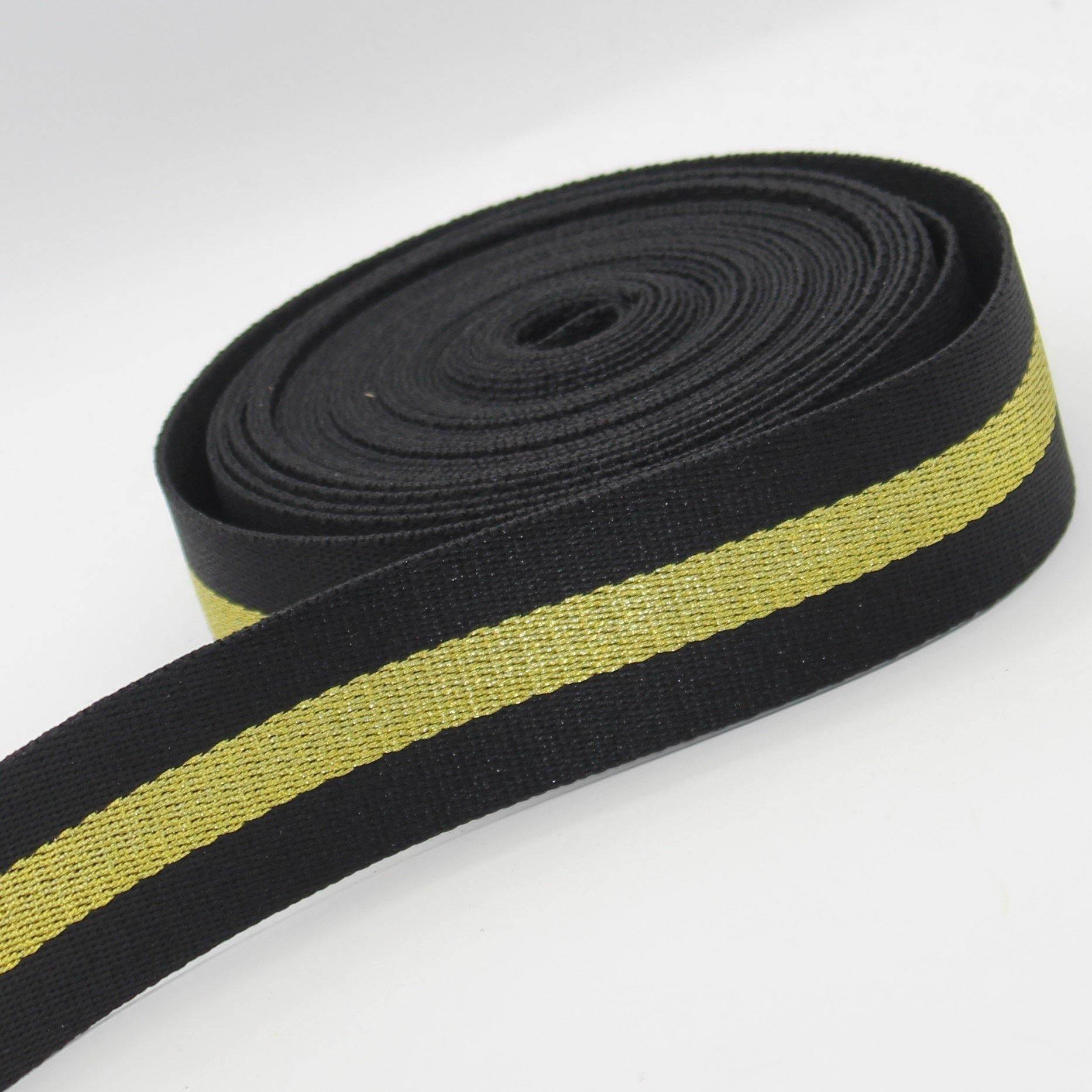 Black + Lurex 5 meters 38mm Webbing #RUB1971 - ACCESSOIRES LEDUC BV