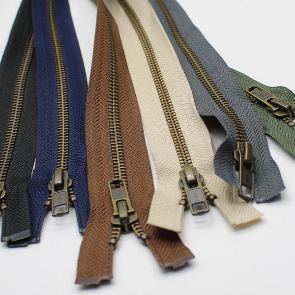 YKK - 80cm Metal Antique Bronze Zipper for Jackets - One Way Open end - ACCESSOIRES LEDUC BV