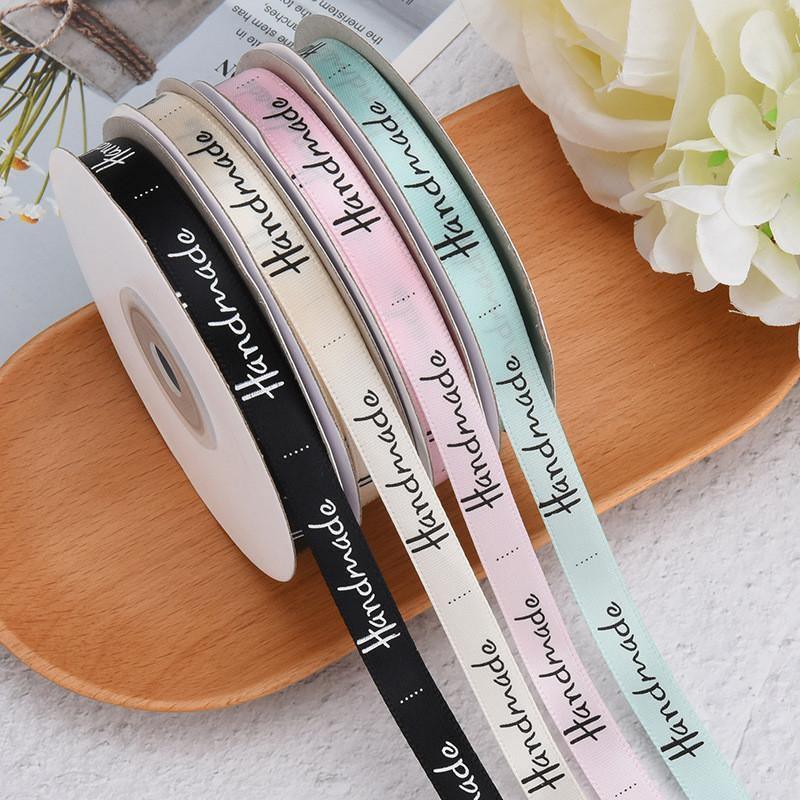 22 meters Roll of Satin Tape 10mm Labels , Printed "Handmade" - ACCESSOIRES LEDUC