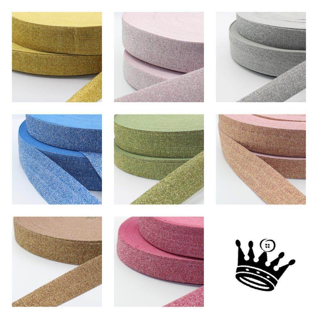 10 meters Coloured Lurex Elastic 25mm or 35mm #ELA1301 - ACCESSOIRES LEDUC BV