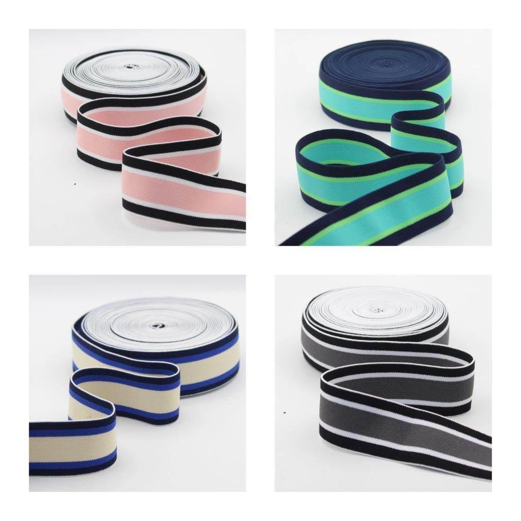 5 meters 40mm 5 Stripes Elastic #ELA1305 - ACCESSOIRES LEDUC BV