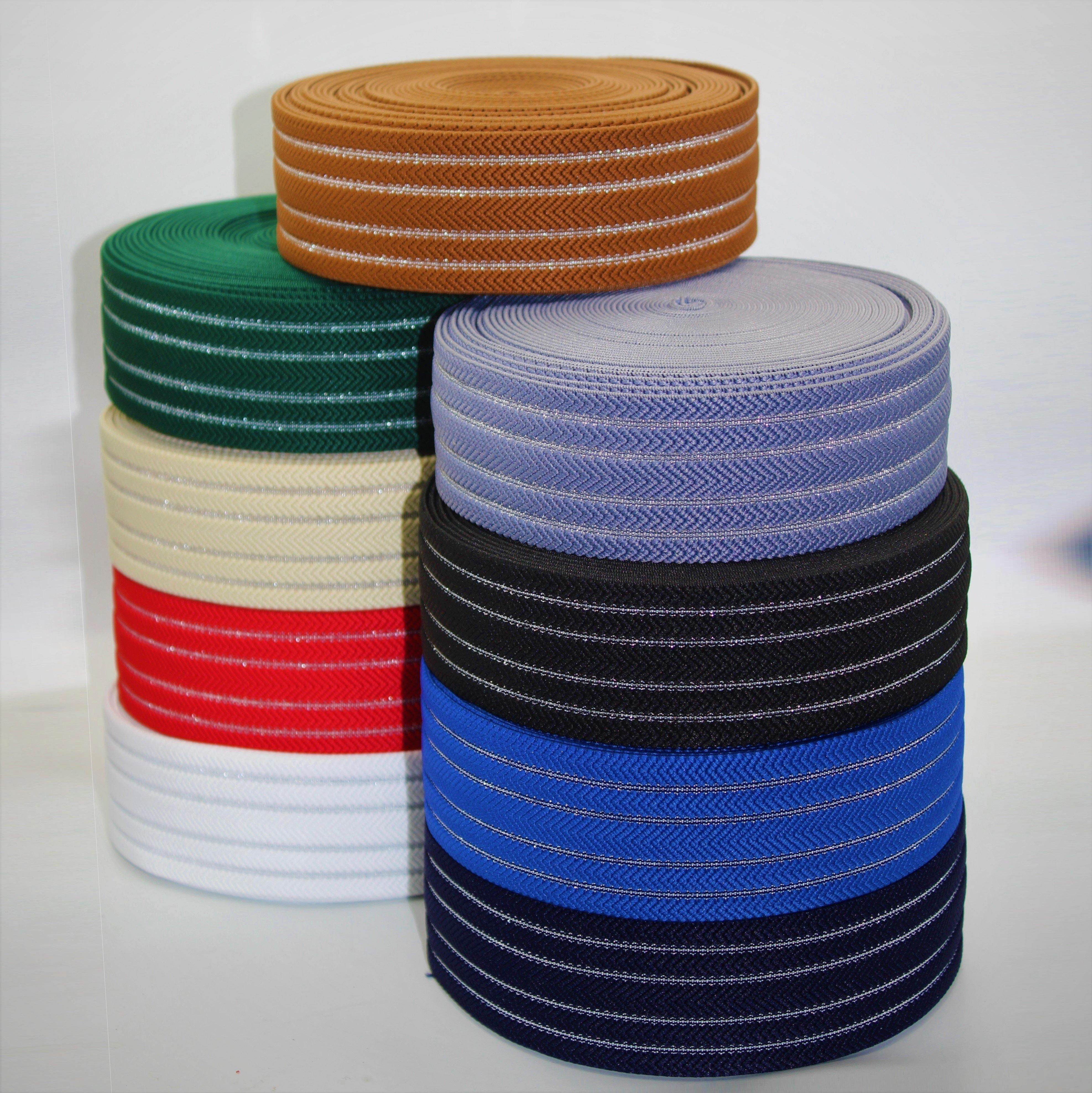 5 meters Silver Stripes Herringbone Elastic 50mm #ELA1313 - ACCESSOIRES LEDUC BV