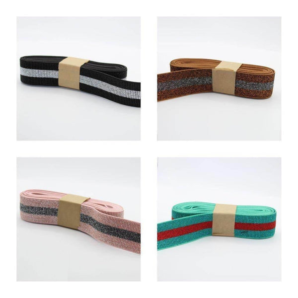 5 METERS - 40mm All Lurex Elastic Striped Gros Grain #ELA2062 - ACCESSOIRES LEDUC BV