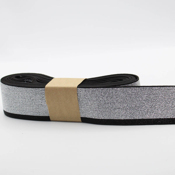 5 METERS - 40mm All Lurex Elastic with Side Stripe #ELA2098 - ACCESSOIRES LEDUC BV