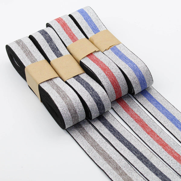 Striped Lurex Elastic 5 meters 30mm #ELA2101 - ACCESSOIRES LEDUC BV