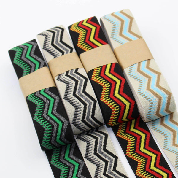 5 METERS - 40mm Ethnic zig zag Elastic #ELA2523 - ACCESSOIRES LEDUC BV