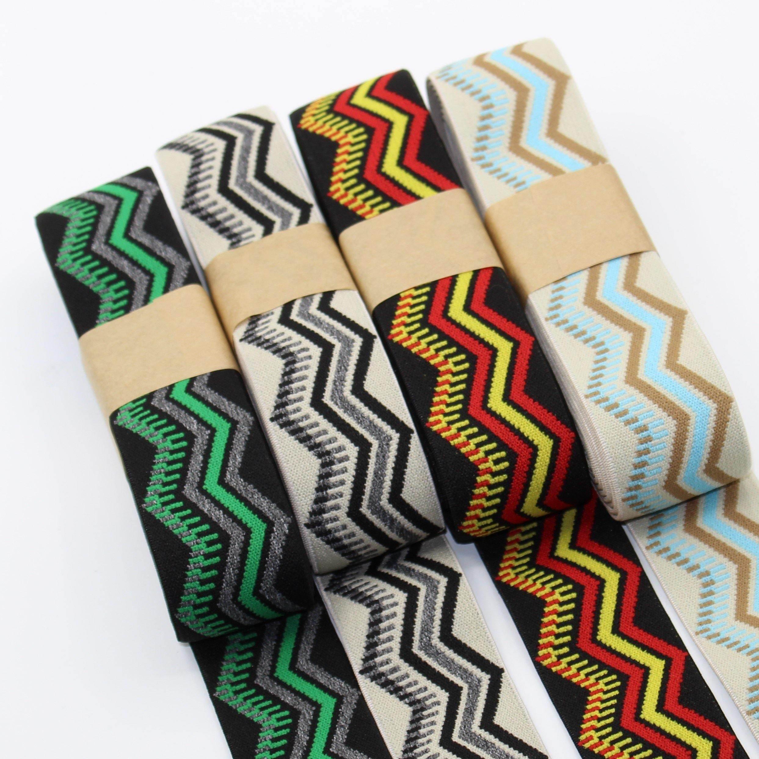 5 METERS - 40mm Ethnic zig zag Elastic #ELA2523 - ACCESSOIRES LEDUC BV