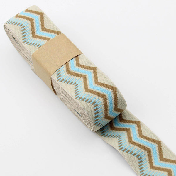 5 METERS - 40mm Ethnic zig zag Elastic #ELA2523 - ACCESSOIRES LEDUC BV