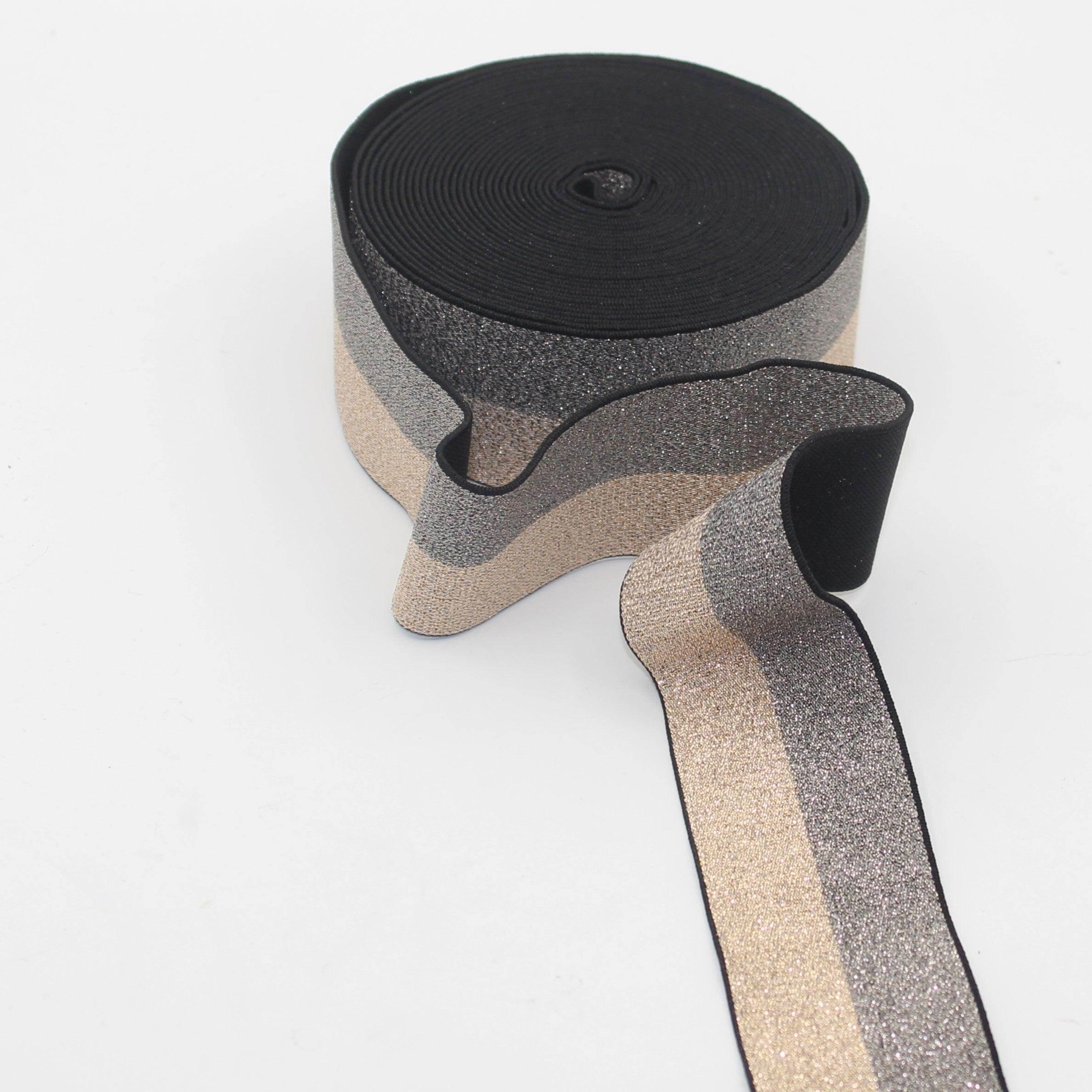 10 meters 40mm Bicolour All Lurex Elastic #ELA2821 - ACCESSOIRES LEDUC BV