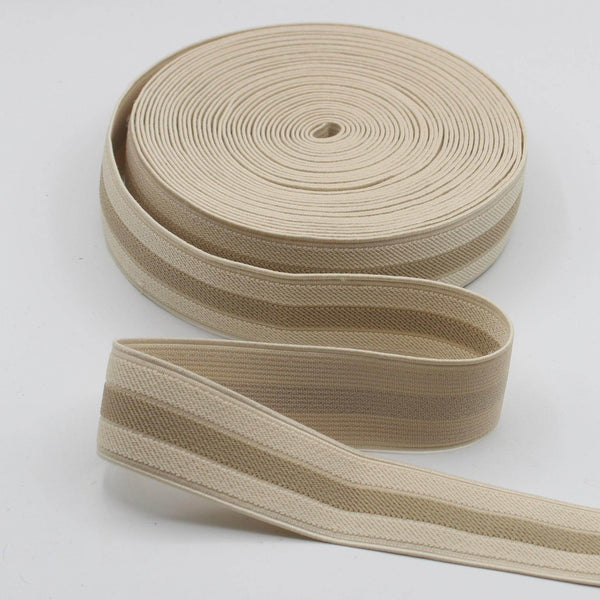 10 meters Strong Beige Elastic with Stripe 35mm #ELA2822 - ACCESSOIRES LEDUC BV