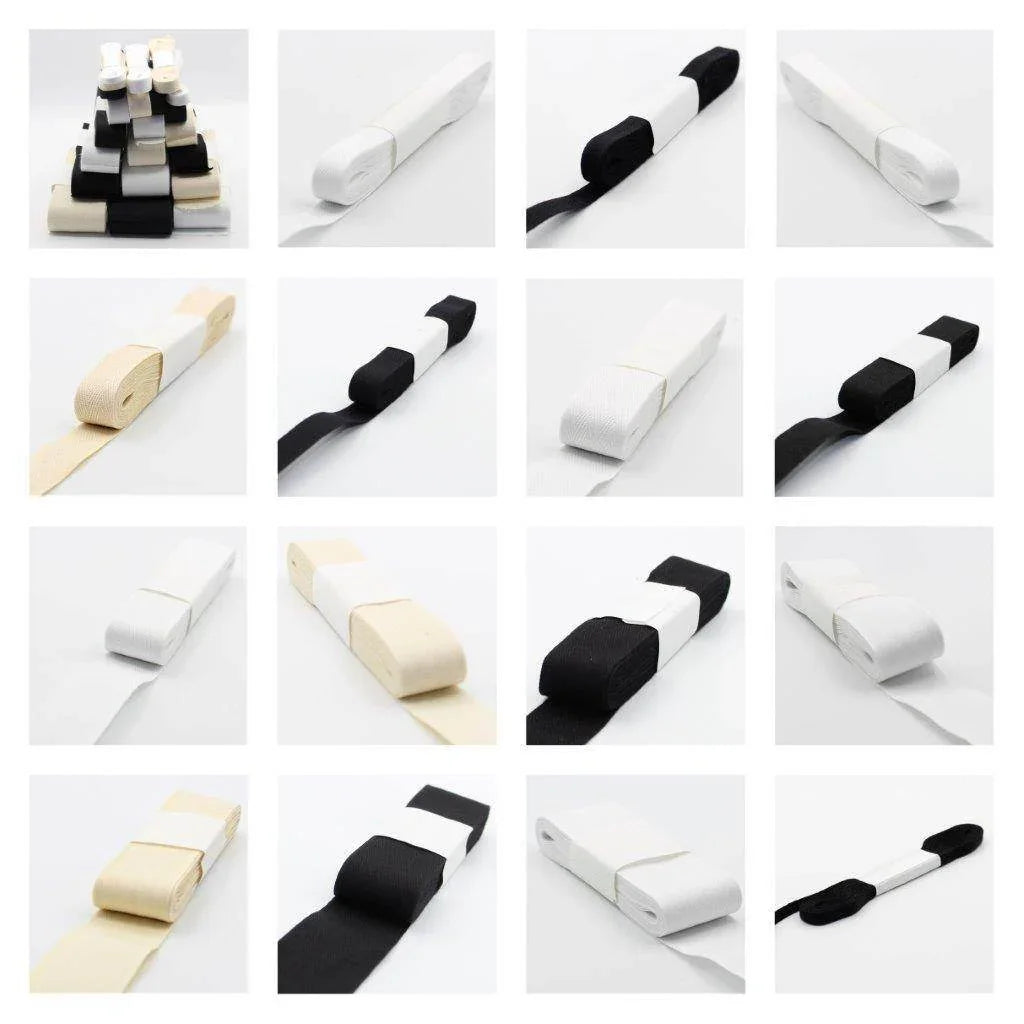 5 Meters Herringbone Tape 100% Cotton White Black or Ecru - ACCESSOIRES LEDUC BV