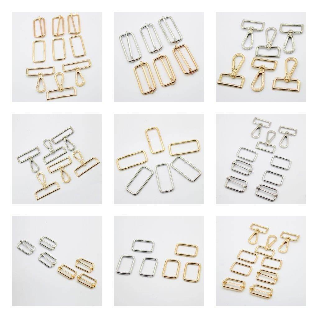 3 Buckles / Lobsters / D-Rings 30 / 40 or 50mm - Gold Silver Oldbrass Mat Black or Gunmetal - ACCESSOIRES LEDUC BV