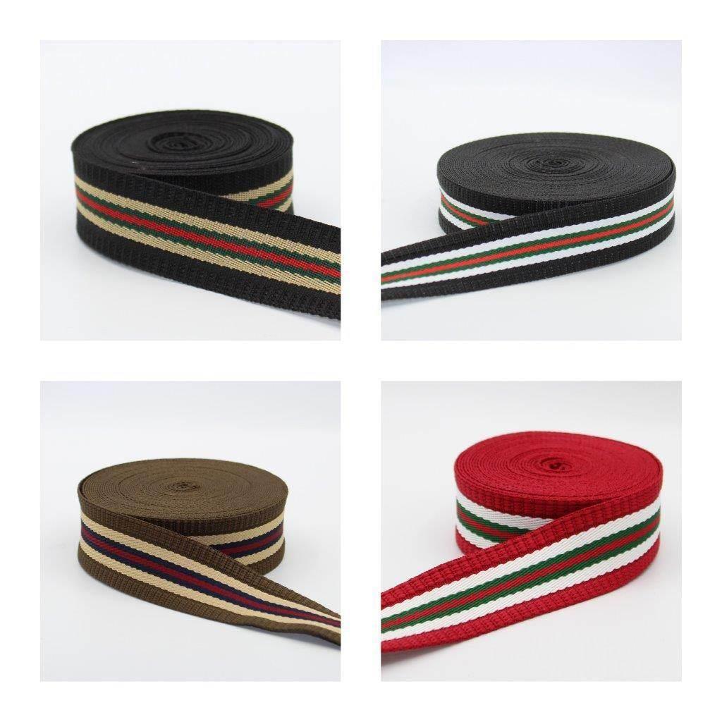 5 meters Fancy Striped Webbing 40mm #RUB1906 - ACCESSOIRES LEDUC BV