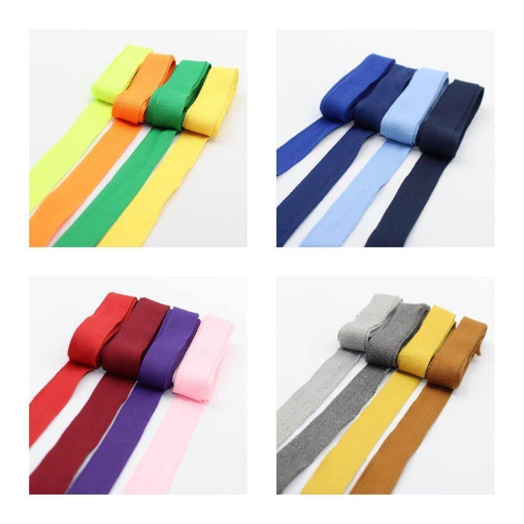 *** 5 METERS *** 20MM COLOURED SOFT COTTON HERRINGBONE - ACCESSOIRES LEDUC BV