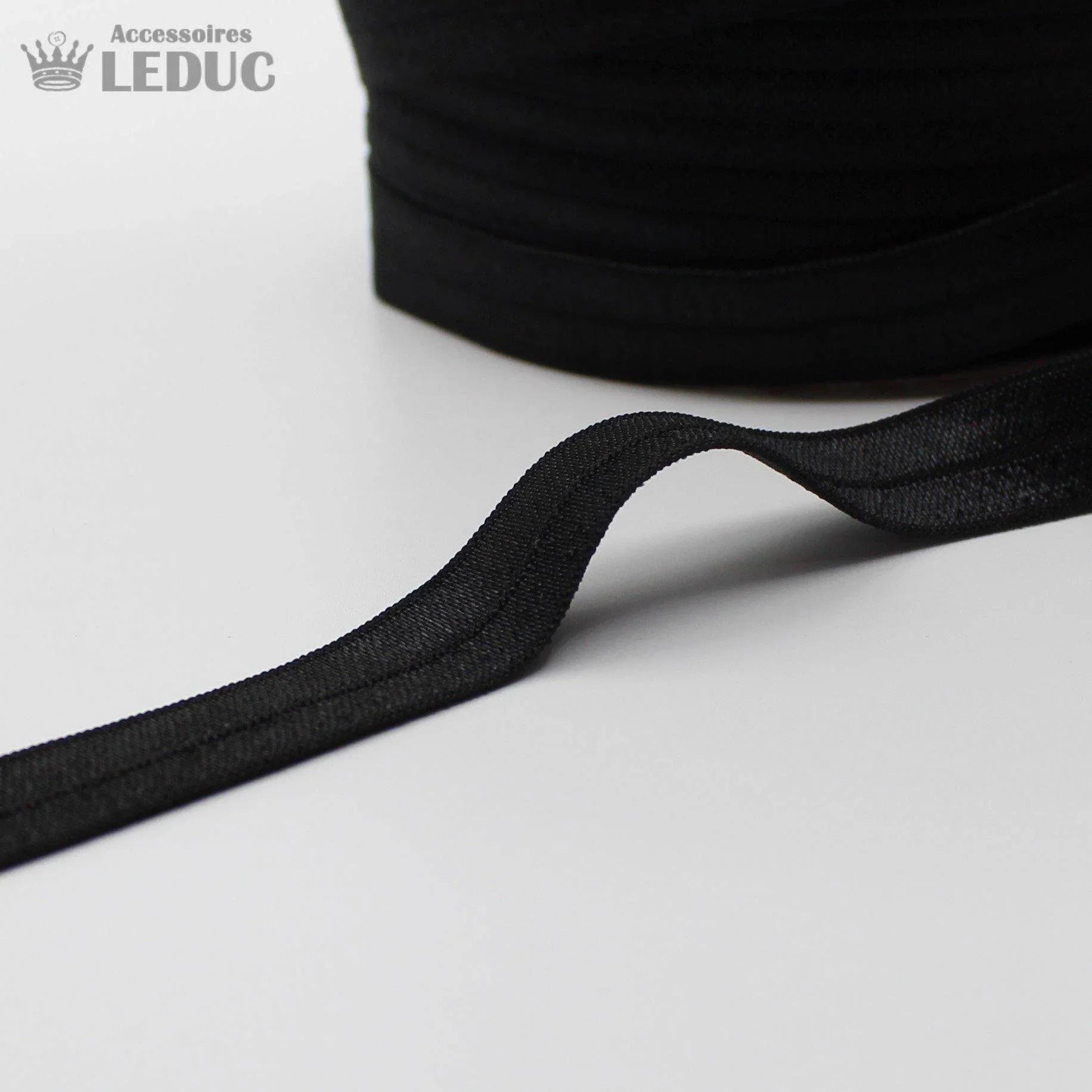 100 METRES - 15mm PREFOLDED BIAS SATIN ELASTIC WHITE or BLACK - ACCESSOIRES LEDUC BV