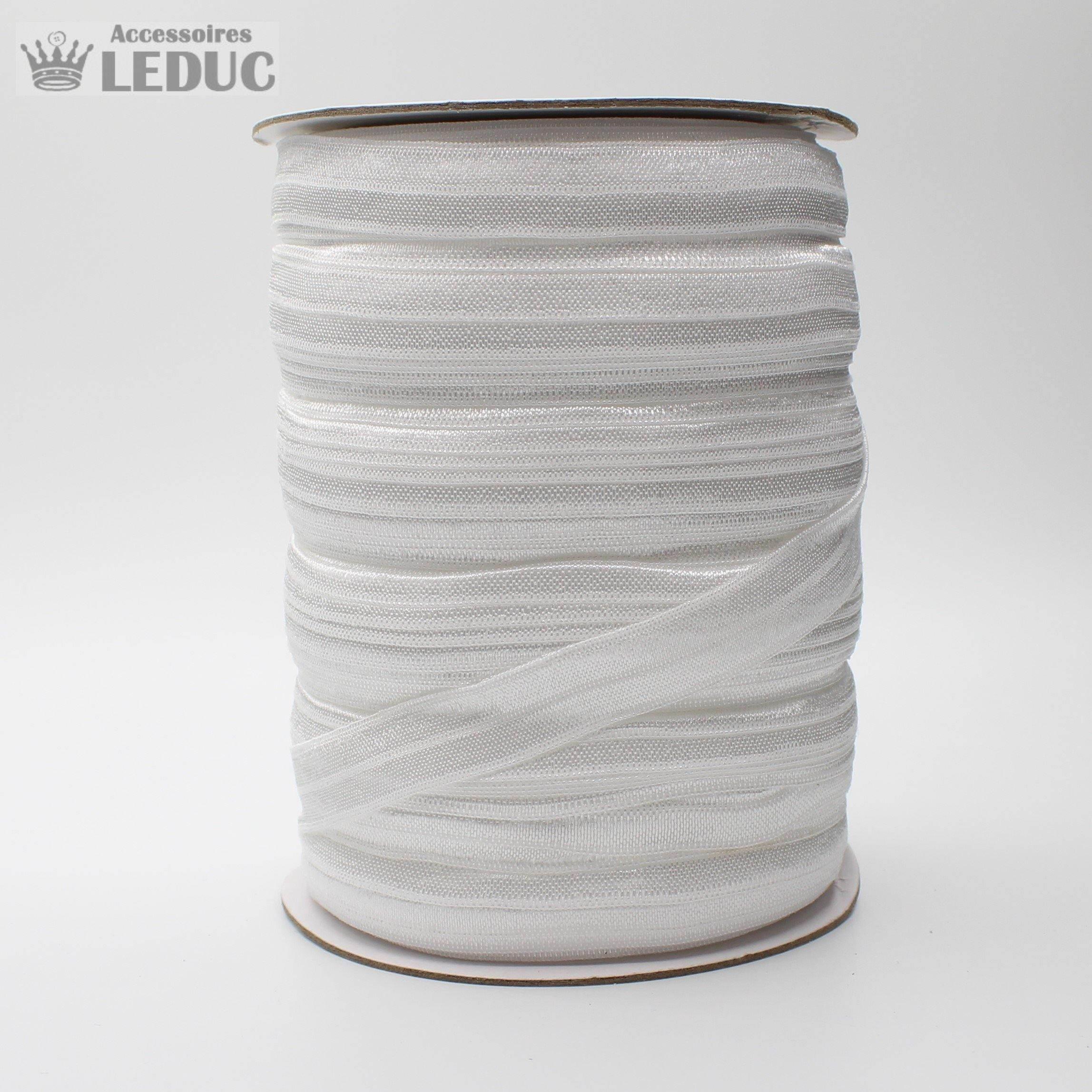 100 METRES - 15mm PREFOLDED BIAS SATIN ELASTIC WHITE or BLACK - ACCESSOIRES LEDUC BV