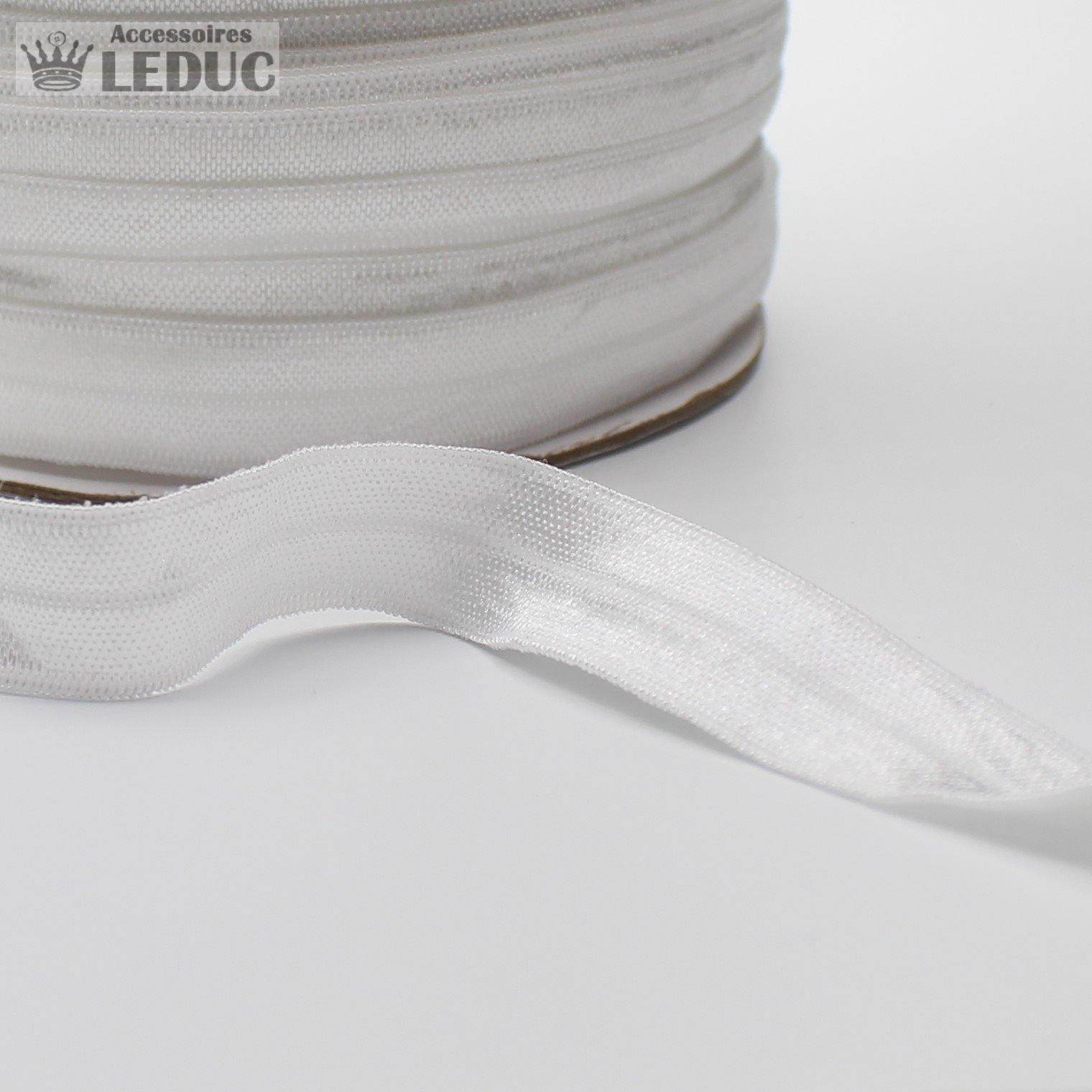 100 METRES - 15mm PREFOLDED BIAS SATIN ELASTIC WHITE or BLACK - ACCESSOIRES LEDUC BV