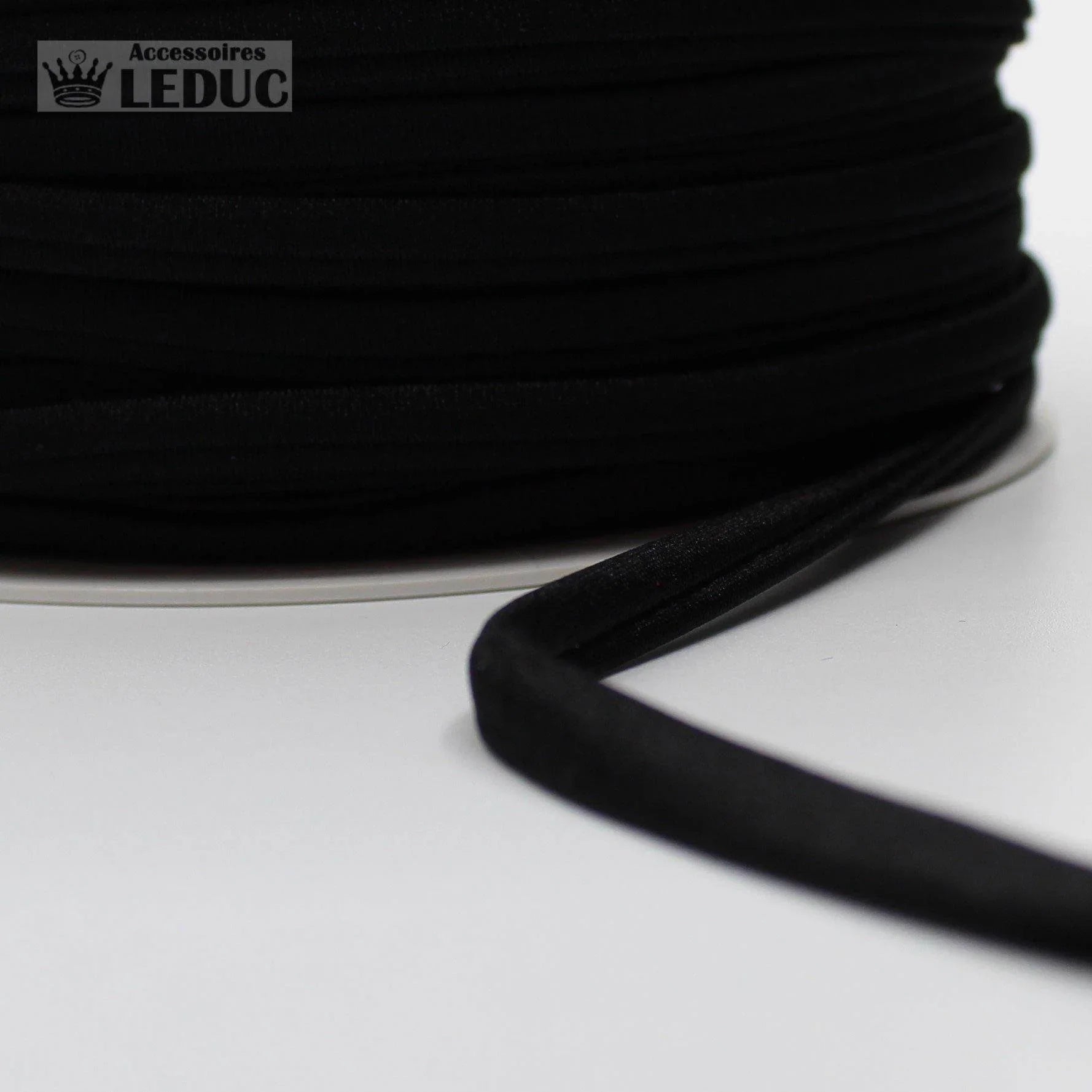 100 METRES - 5mm TUBULAR LYCRA ELASTIC SPAGHETTI WHITE or BLACK - ACCESSOIRES LEDUC BV