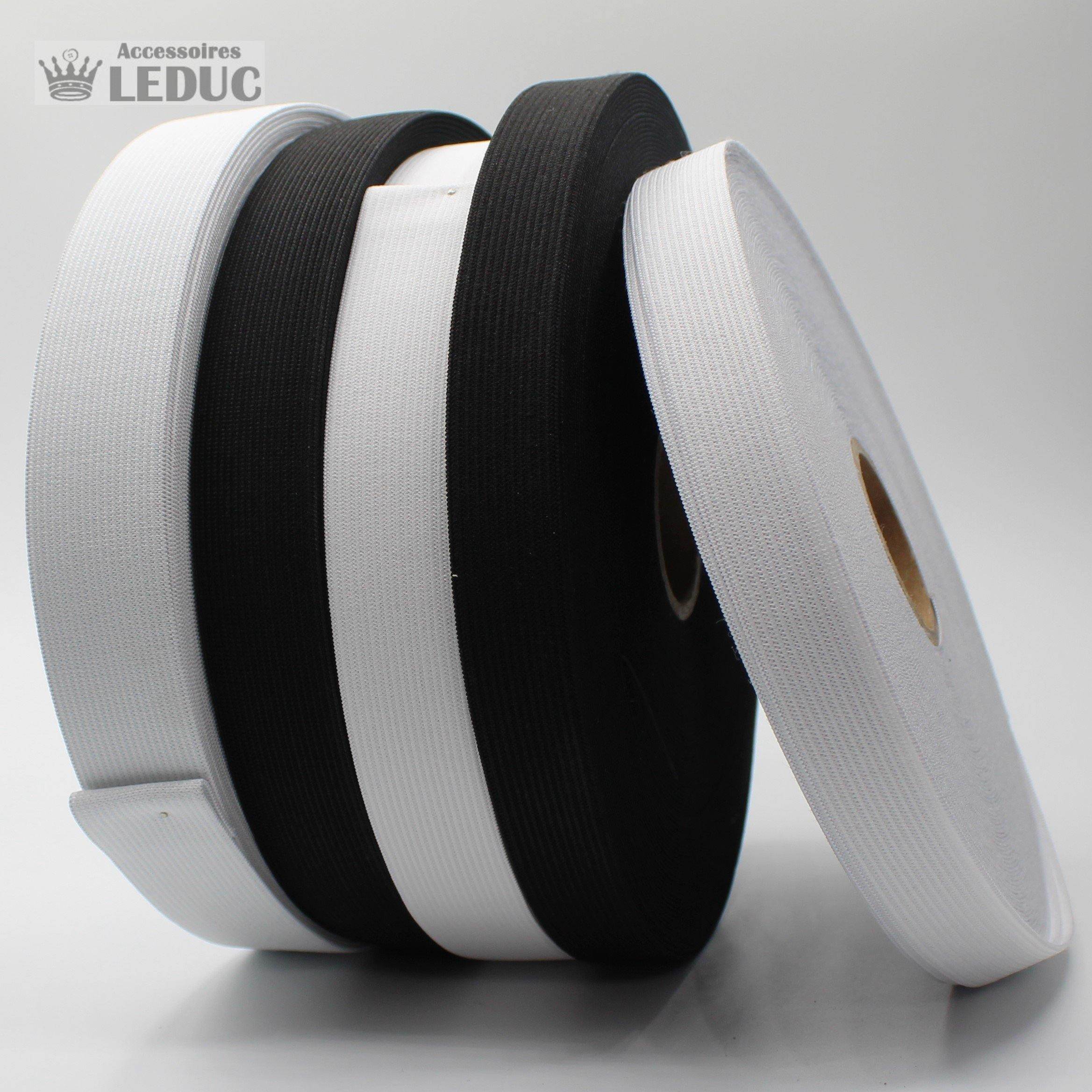 25m Knitted Elastic Black or White - ACCESSOIRES LEDUC BV