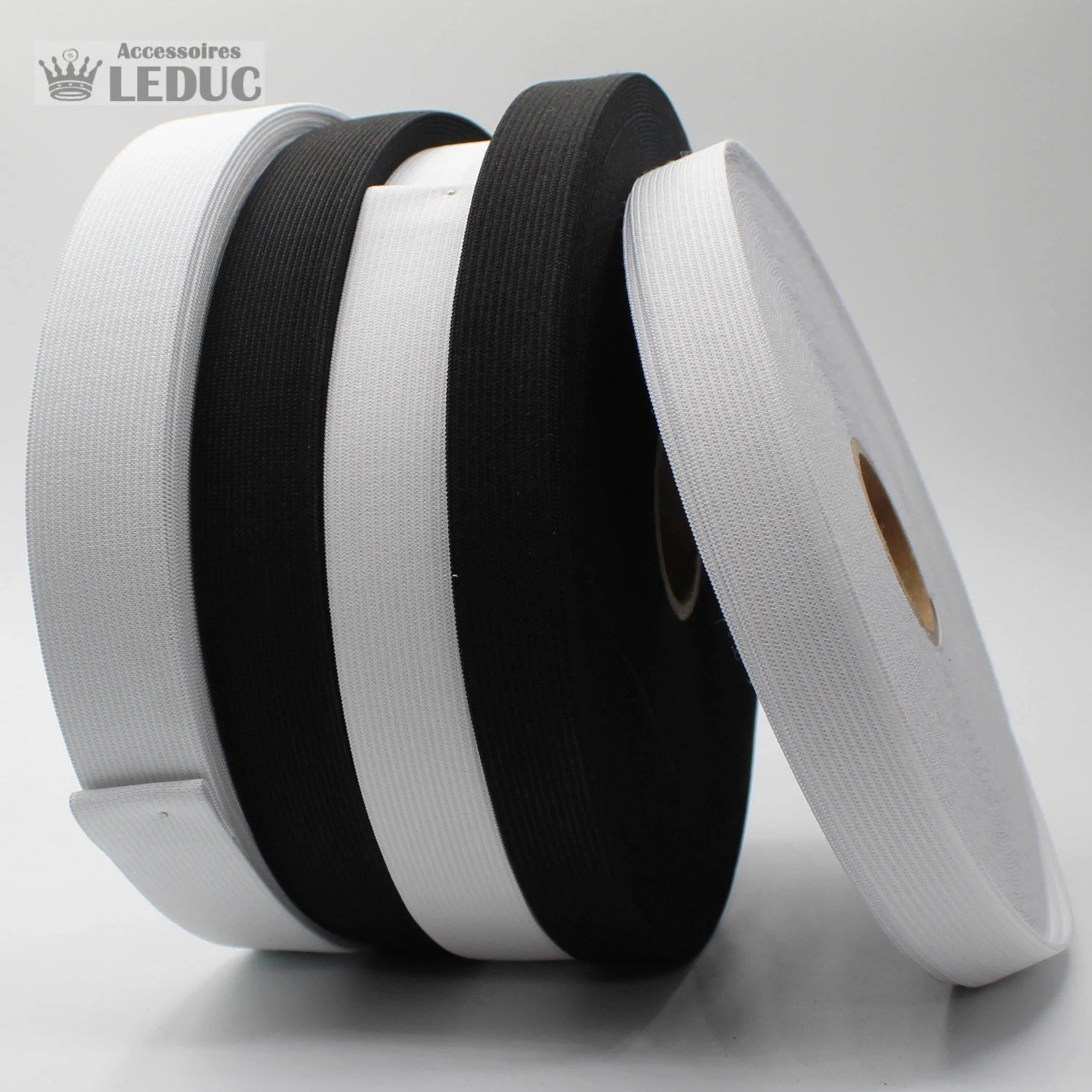 50m Knitted Elastic Black or White - European Quality - available in 15/20/25/30/35/40/45/50/60/70/80/90/100/110 or 120mm #200/xx - ACCESSOIRES LEDUC BV