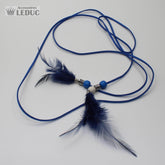 5 blue feather + suede belts 140 cm - ACCESSOIRES LEDUC BV