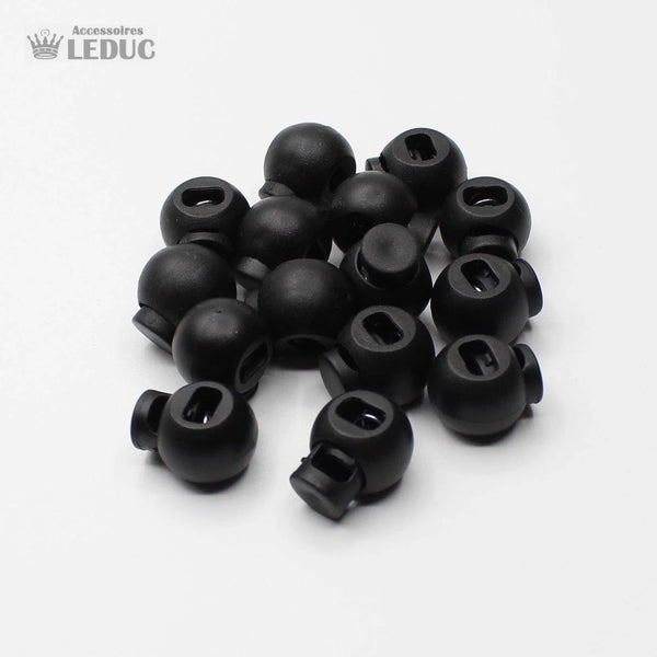 20 Black Round Cord Stoppers - ACCESSOIRES LEDUC BV