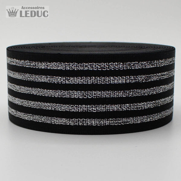 10 meters Striped Elastic 4cm with Gold or Silver Lines - ACCESSOIRES LEDUC BV