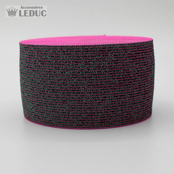 10 meters Rose / Khaki 4cm Lurex Elastic - ACCESSOIRES LEDUC BV