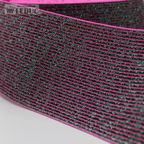 10 meters Rose / Khaki 4cm Lurex Elastic - ACCESSOIRES LEDUC BV