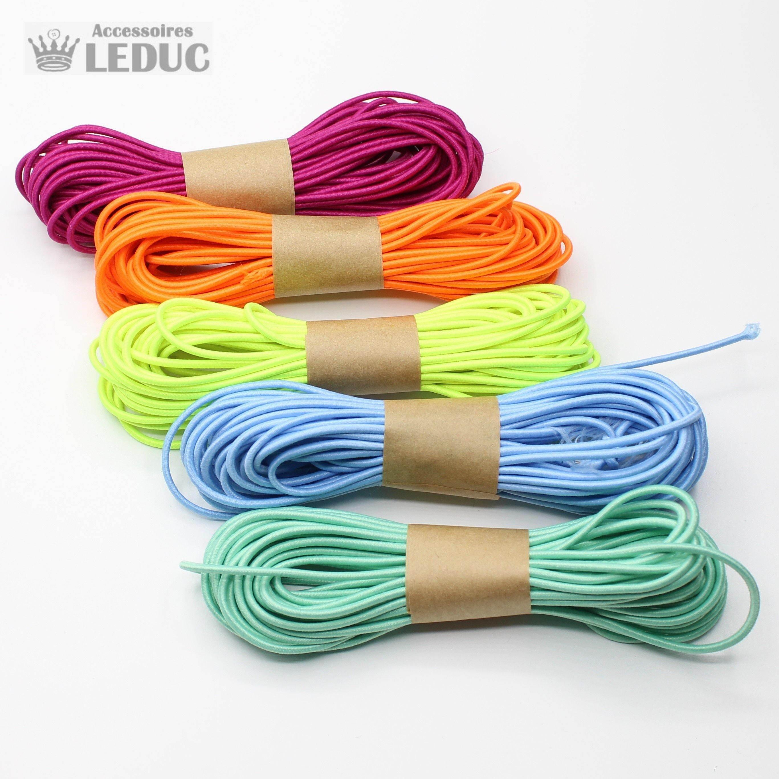 10 METERS - coloured ELASTIC CORD 2MM - ACCESSOIRES LEDUC BV