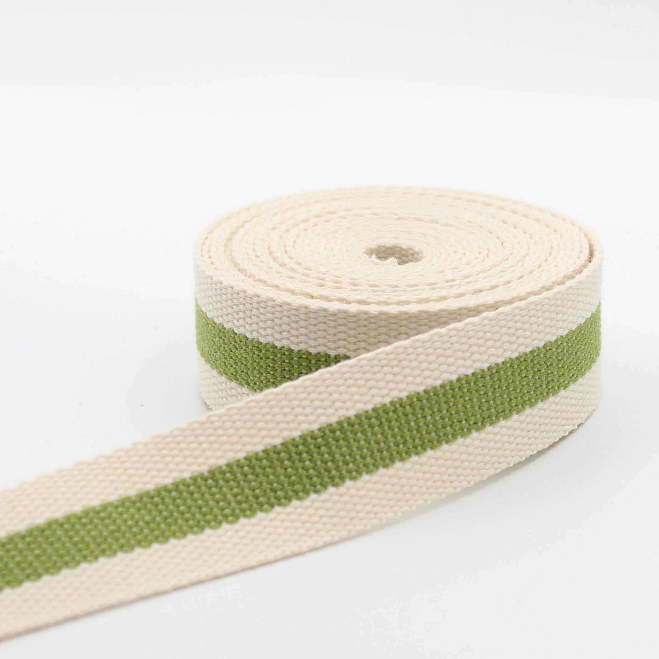 5 meters Ecru Webbing with Stripe 30mm #RUB1937 - ACCESSOIRES LEDUC BV