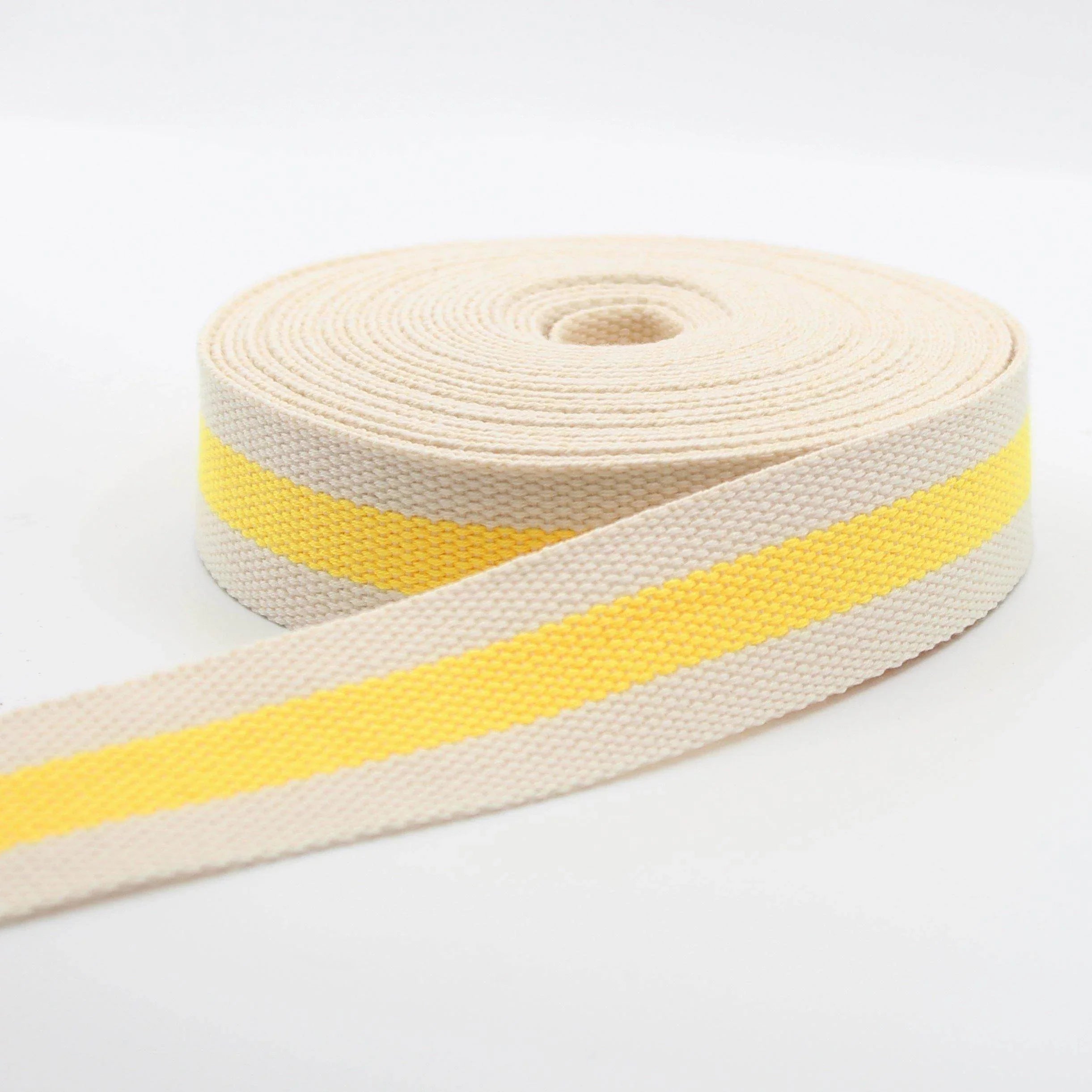 5 meters Ecru Webbing with Stripe 30mm #RUB1937 - ACCESSOIRES LEDUC BV