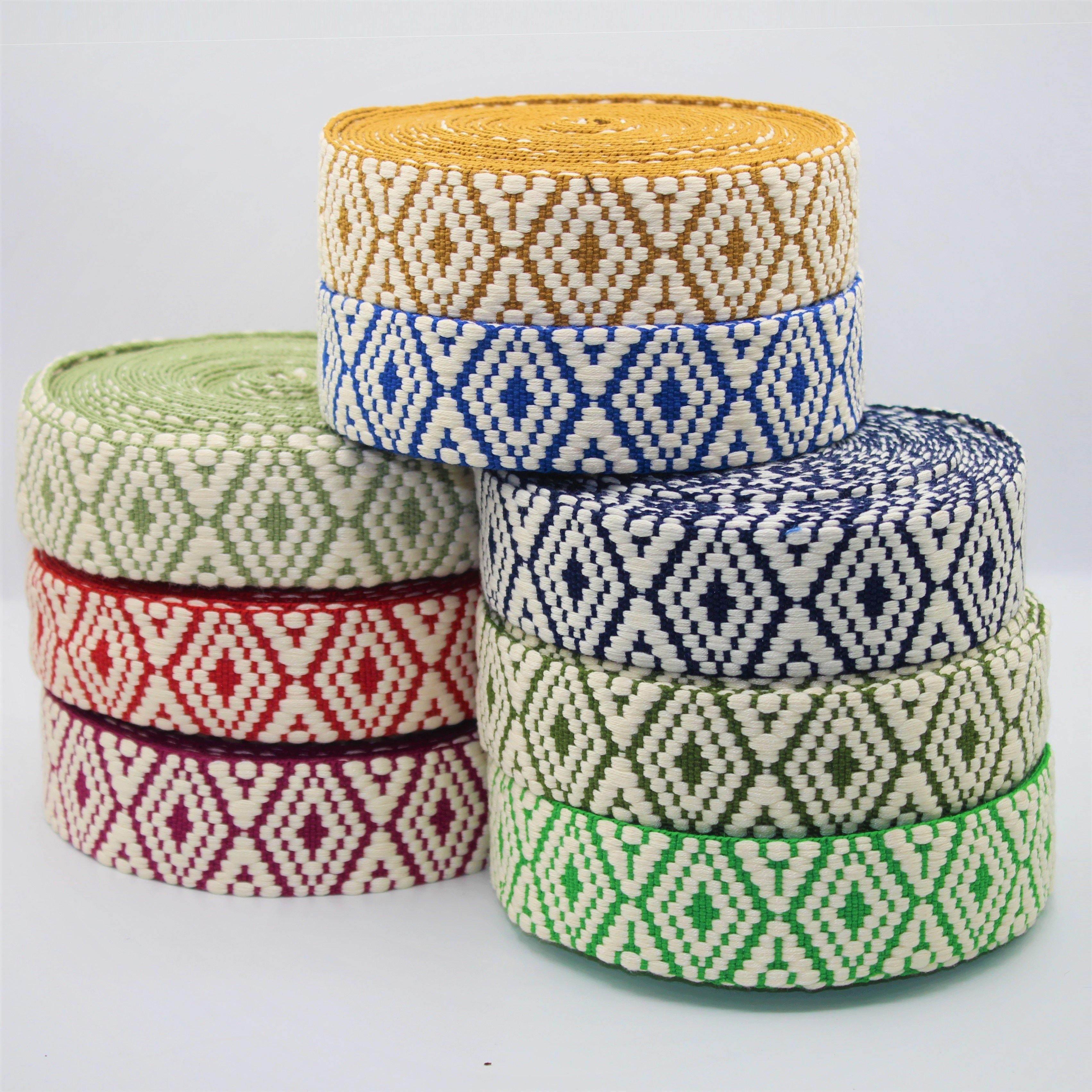 5 meters 38mm Bicolor Ethnic Webbing #RUB1970 - ACCESSOIRES LEDUC BV