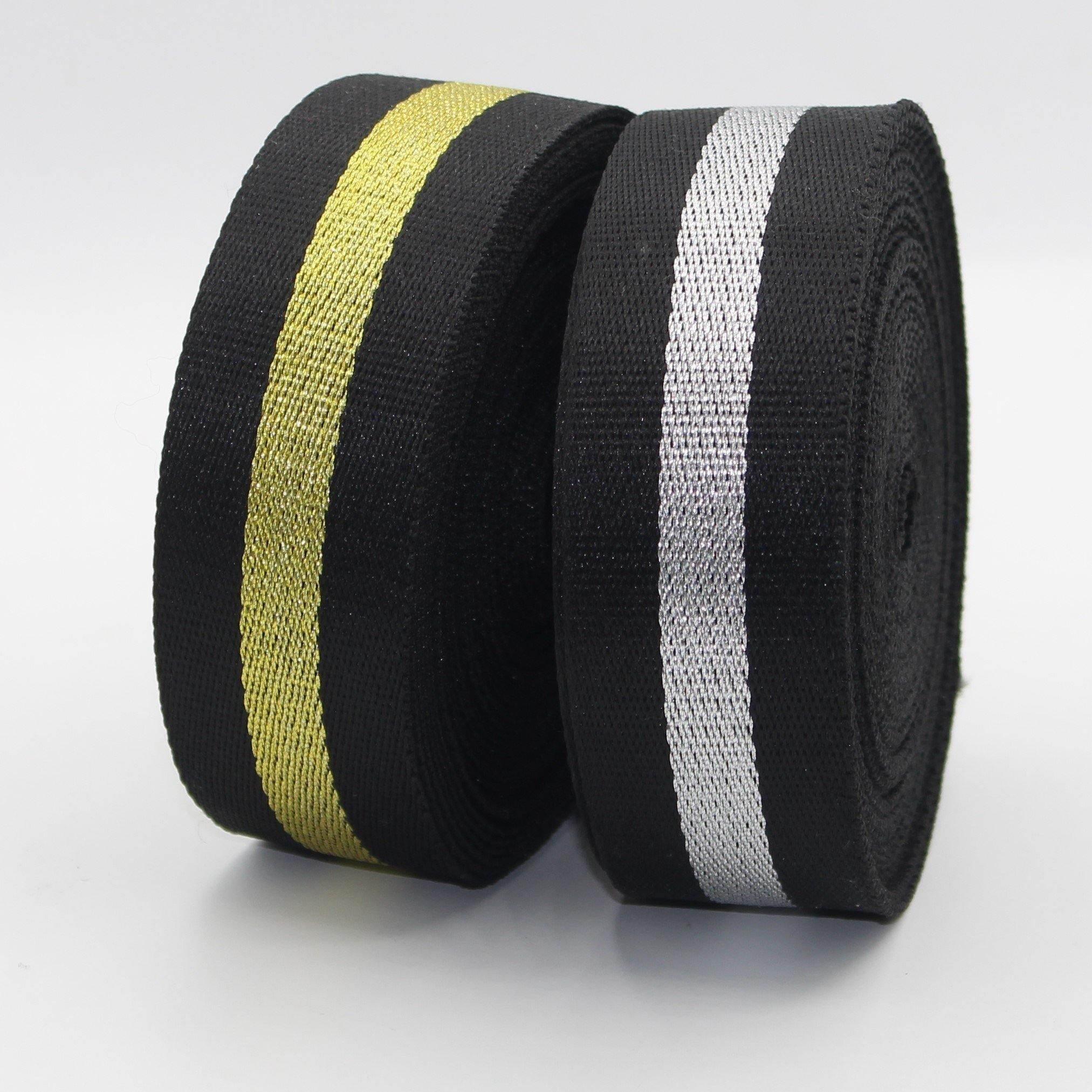 Black + Lurex 5 meters 38mm Webbing #RUB1971 - ACCESSOIRES LEDUC BV