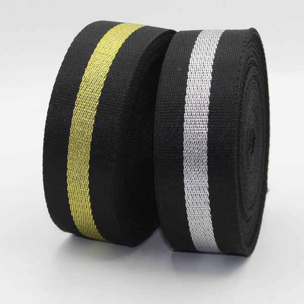 Black + Lurex 5 meters 38mm Webbing #RUB1971 - ACCESSOIRES LEDUC BV