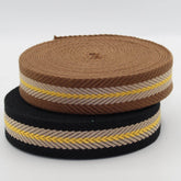 5 meters 30mm Classic Yellow+Ecru Arrow Striped Webbing #RUB1988 - ACCESSOIRES LEDUC BV