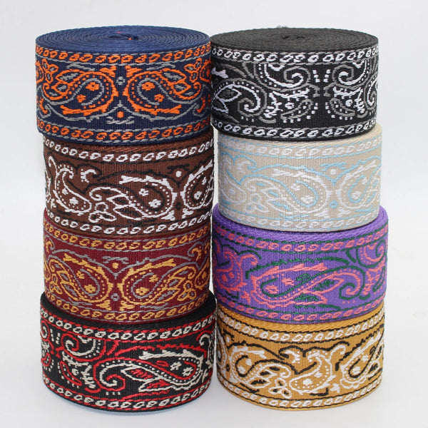 5 Meters Webbing with Paisleys 50mm #RUB3508 - ACCESSOIRES LEDUC BV
