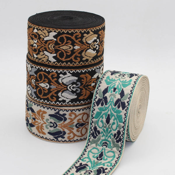 5 Meters Floral Webbing 50mm #RUB3511 - ACCESSOIRES LEDUC BV