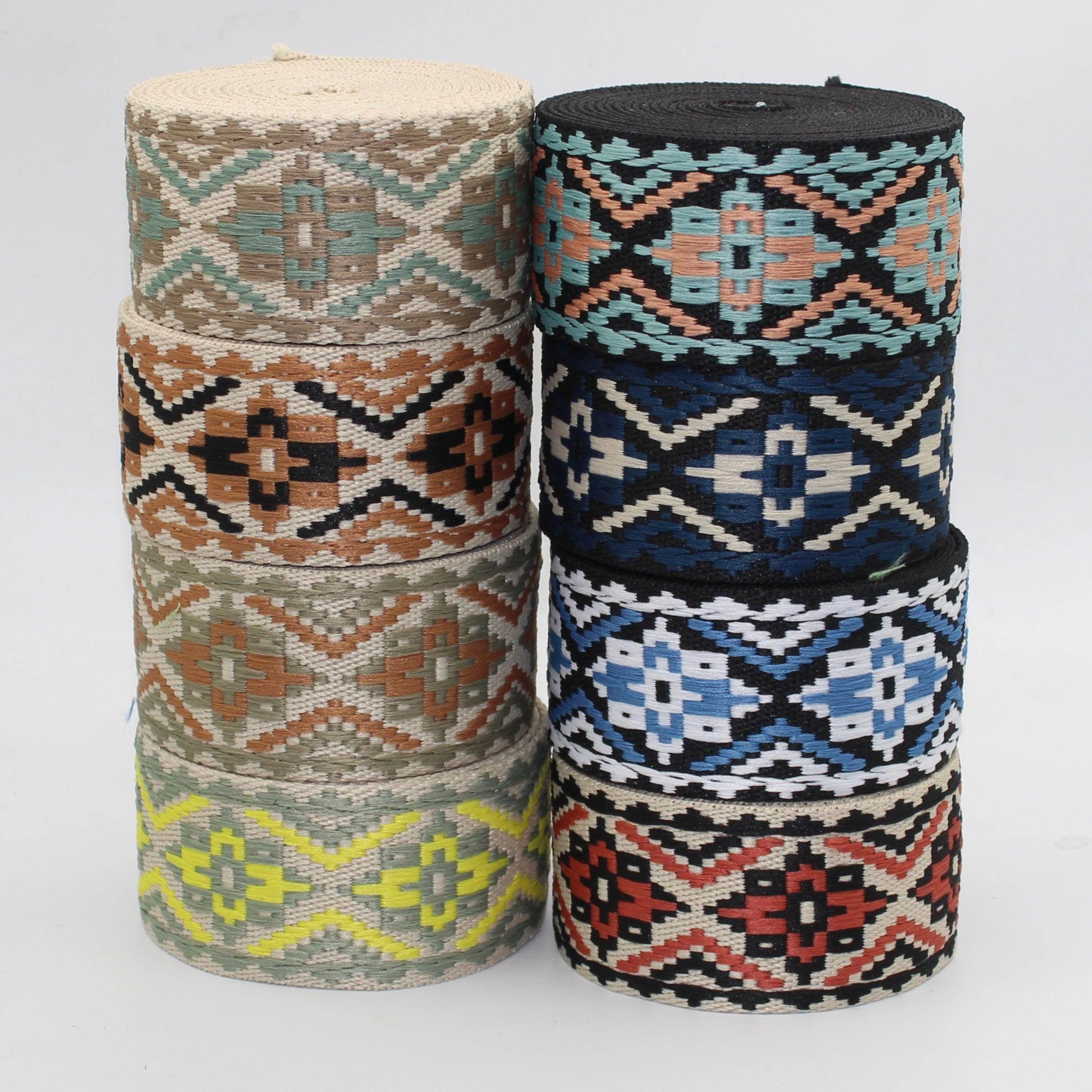 5 meters Webbing with Maya Geometric Pattern 50mm #RUB3512 - ACCESSOIRES LEDUC BV