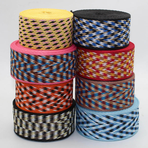 5 meters Webbing with Multicolored Braided Patterns 50mm #RUB3518 - ACCESSOIRES LEDUC BV