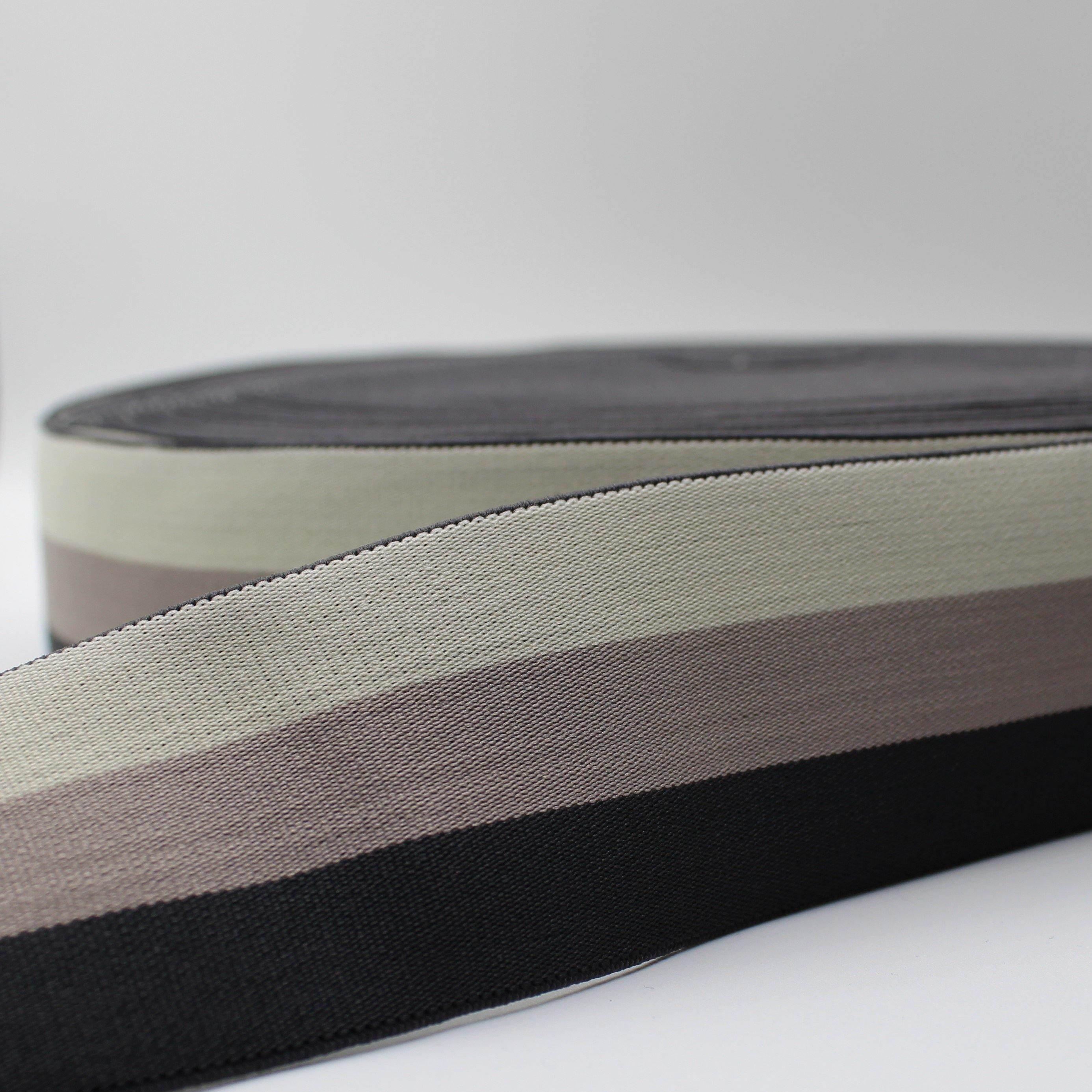 10 meters Striped Elastic 5cm Light Grey + Dark grey+ Black ELA2509 - ACCESSOIRES LEDUC BV
