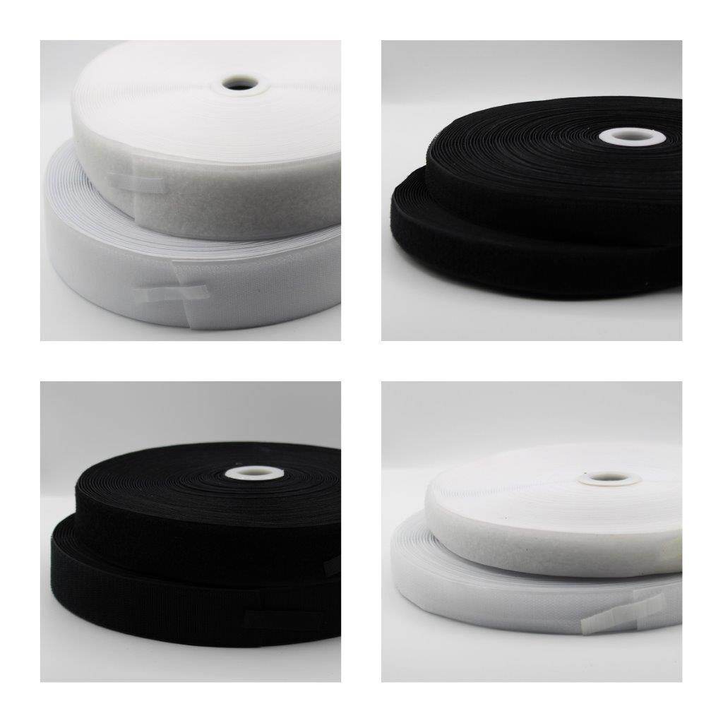 25 METERS HOOK ON LOOP TAPE Black or White #HNL498 - ACCESSOIRES LEDUC BV