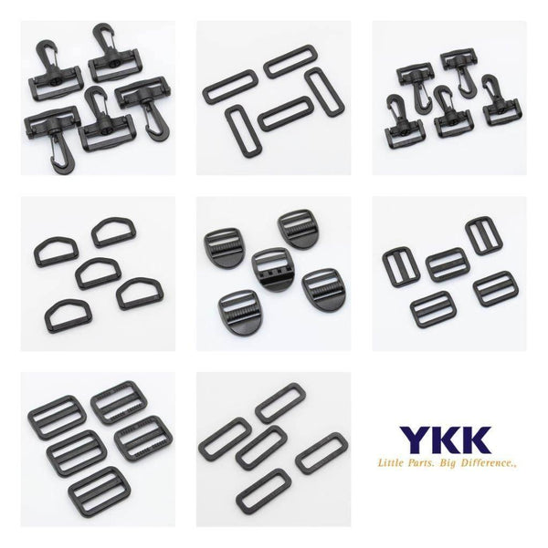 YKK Plastic Buckles / Lobster Hooks for 30mm or 40mm Tape/Webbing col Black - ACCESSOIRES LEDUC BV