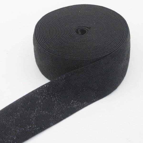 5 meters 45mm Iridiscent Elastic with Floral Design #ELA2827 - ACCESSOIRES LEDUC BV