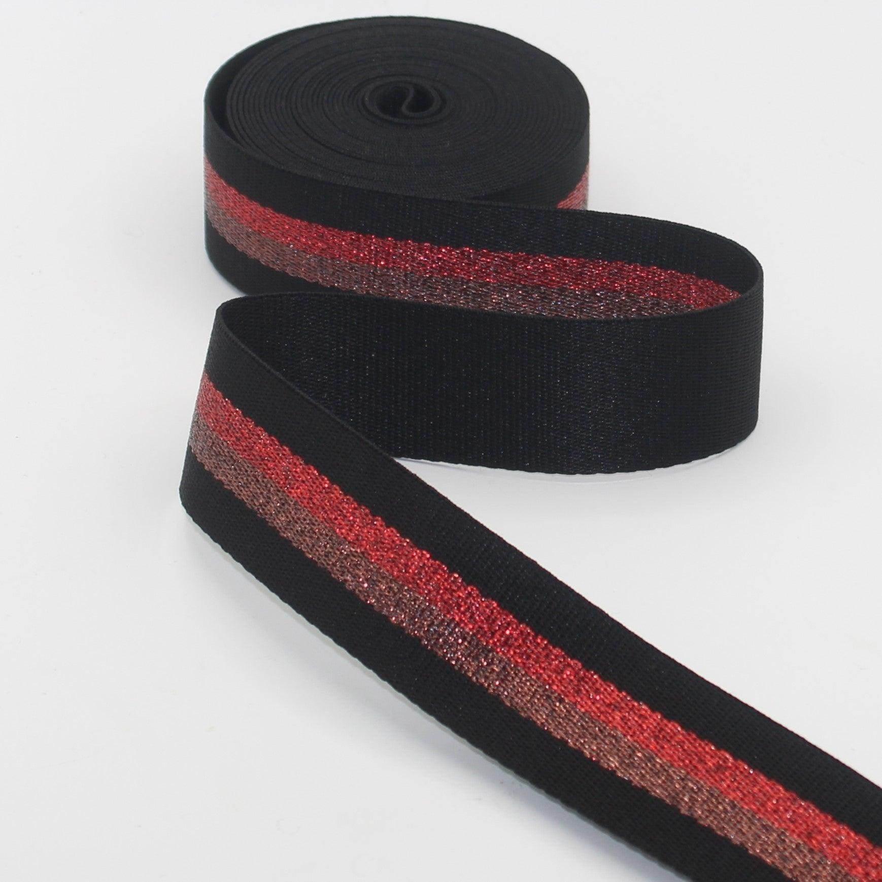 40mm Lurex Striped Webbing 5/10/45mt #RUB3549 - ACCESSOIRES LEDUC BV