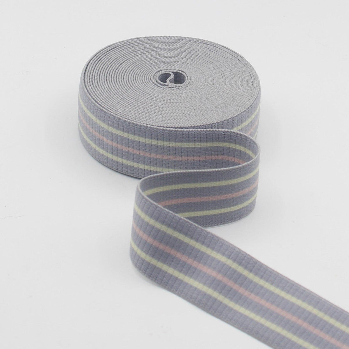 Striped Soft Elastic with Pastel Colours 30mm 10mt/45mt #ELA2823 - ACCESSOIRES LEDUC BV