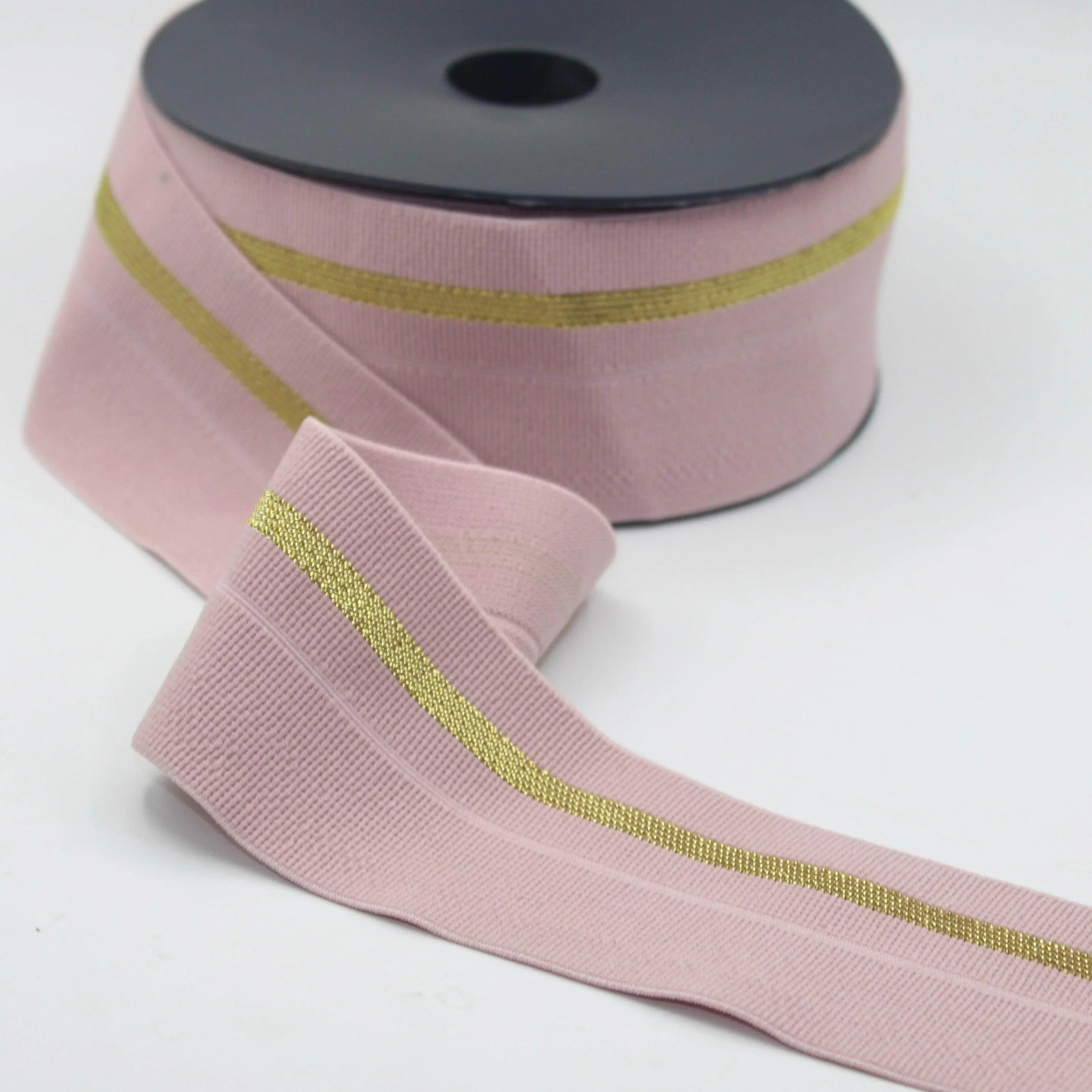 5 meters 60mm prefolded Elastic Gros Grain with Lurex Stripe #ELA3603 - ACCESSOIRES LEDUC BV