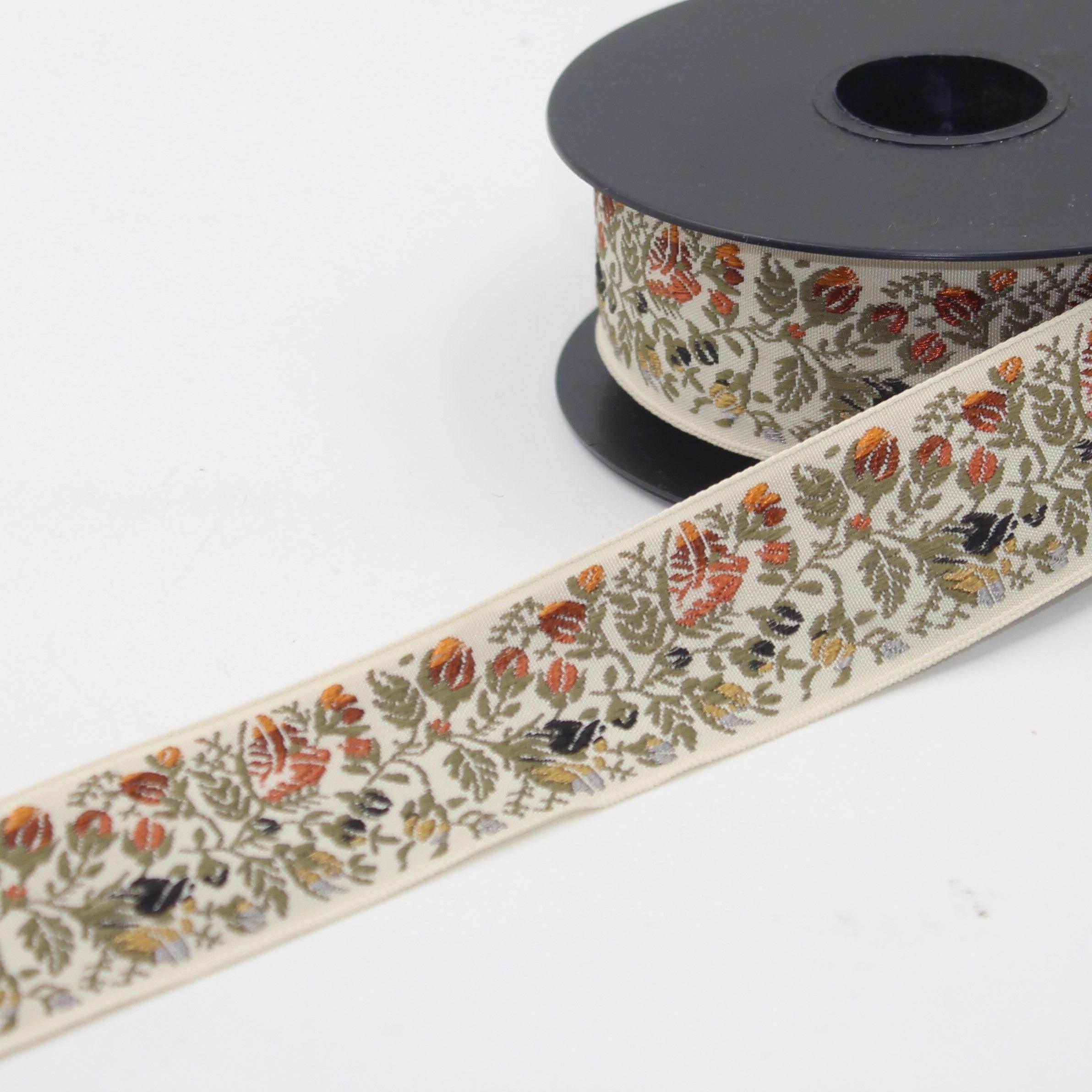 10 meters 32mm Floral Jacquard Braid #JAC4691 - ACCESSOIRES LEDUC BV
